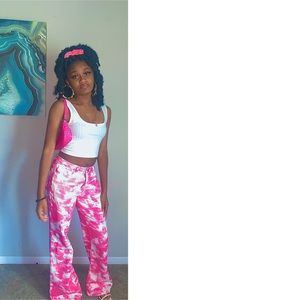 Pink and white Flare Jeans
